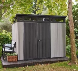 Keter Artisan 9×7 ft Pent Grey Plastic 2 door Shed with floor & 1 window