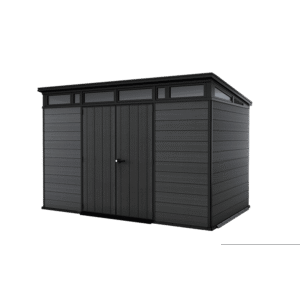 Keter Artisan 7×11 ft Pent Dark-Grey Plastic 2 door Shed with floor & 1 window