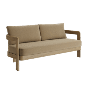 N3 Oak Three Seater Sofa Wheat Canvas
